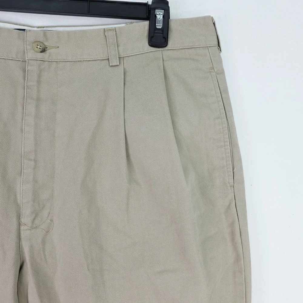 VTG Polo Ralph Lauren Hammond Pants Men 40X32 (Fit 38X31.5) Beige Pleated Cuffed